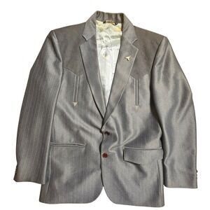 Vintage Silverado Mens Western Blazer Sport Coat 42 Metallic USA 80s Rockabilly